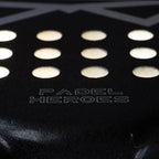 The Silent Hero junior padel racket branding close-up