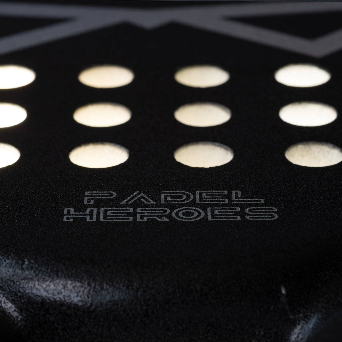 The Silent Hero junior padel racket branding close-up