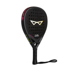 Black Silent Adult padel racket front right angle