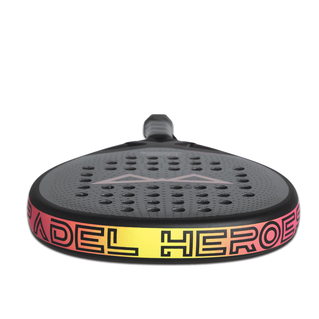 Black Silent Adult padel racket handle and face detail