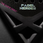Black Silent Adult padel racket branding close-up