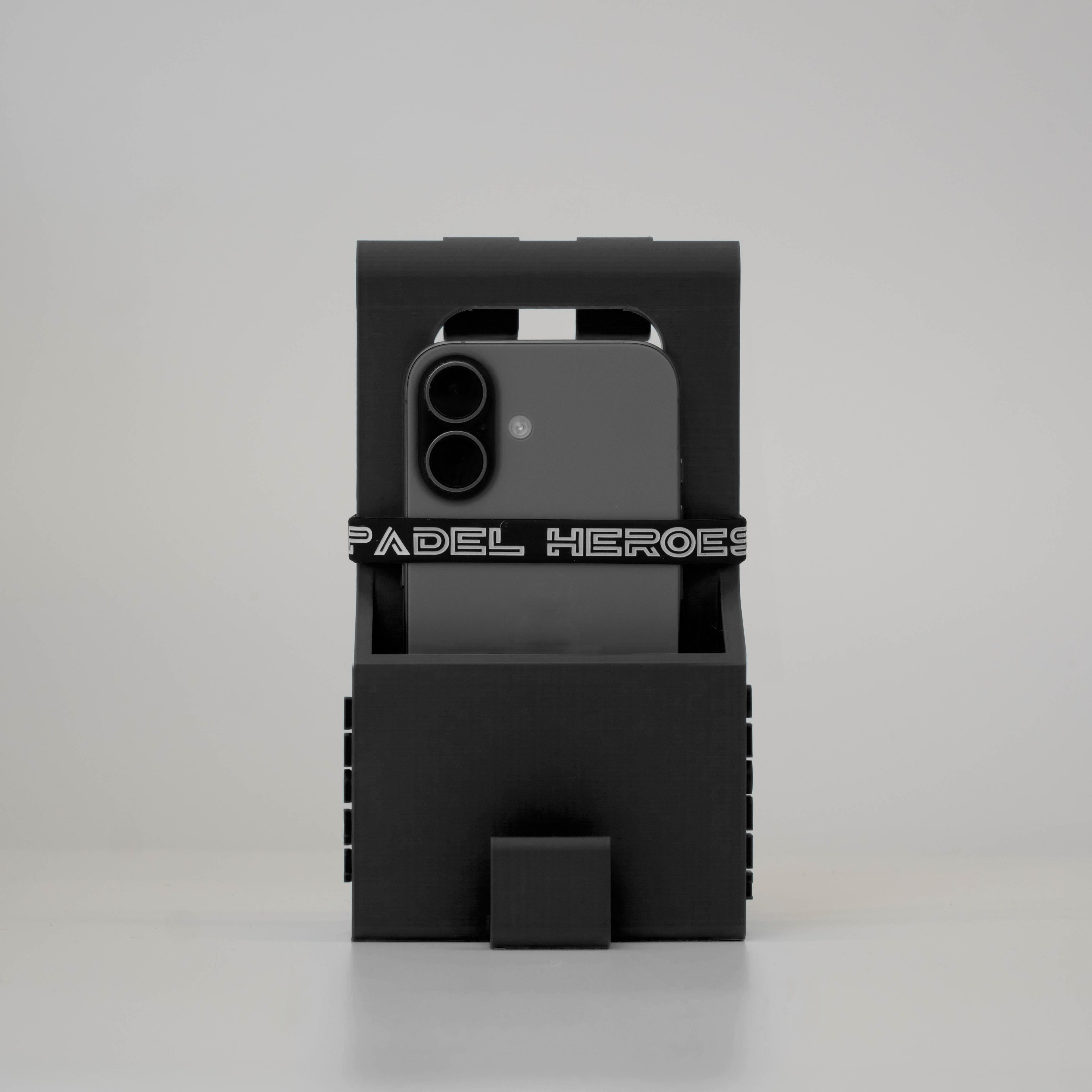 Phone Holder + Hook In Use [colour:bajada-black]