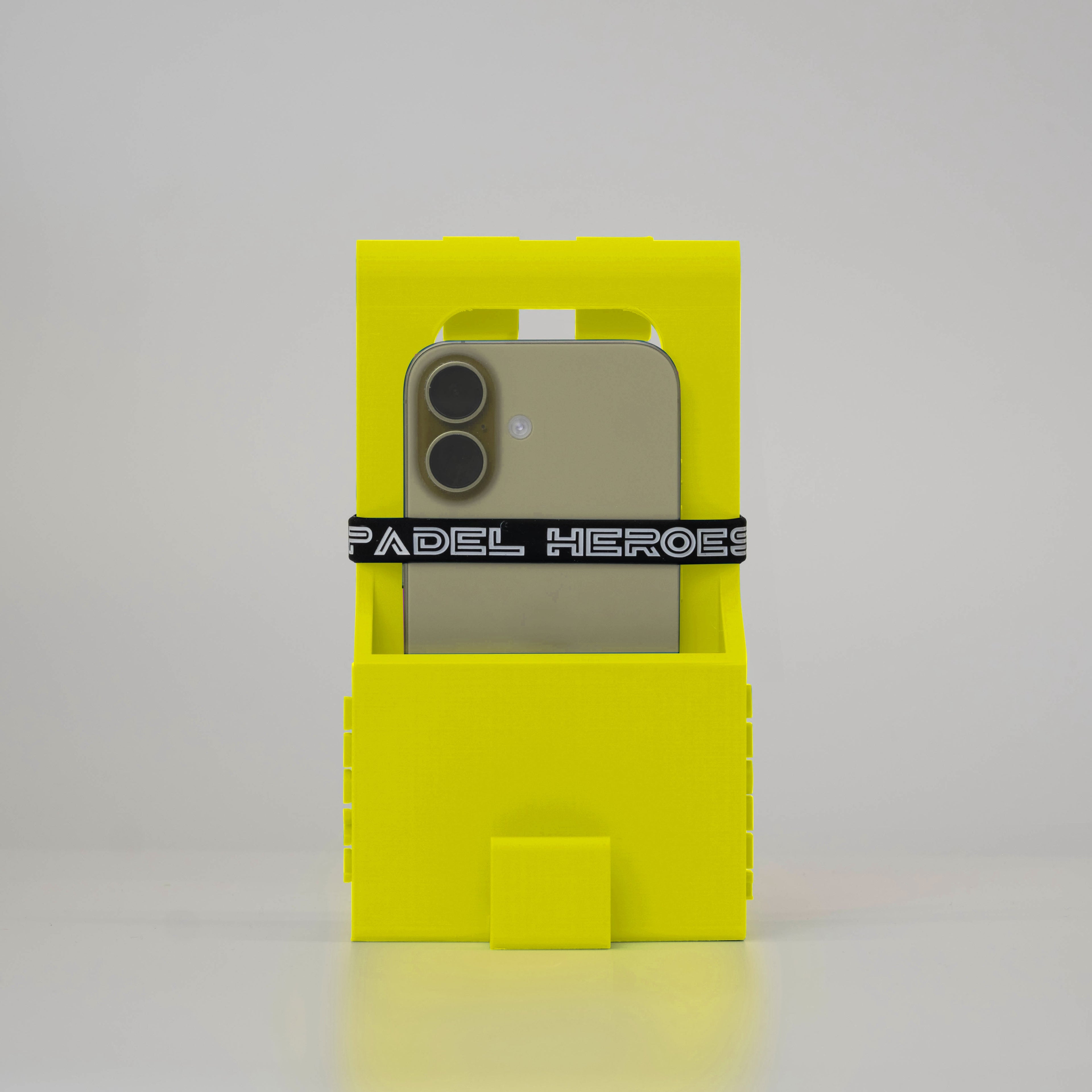 Phone Holder + Hook In Use [colour:vamos-yellow]